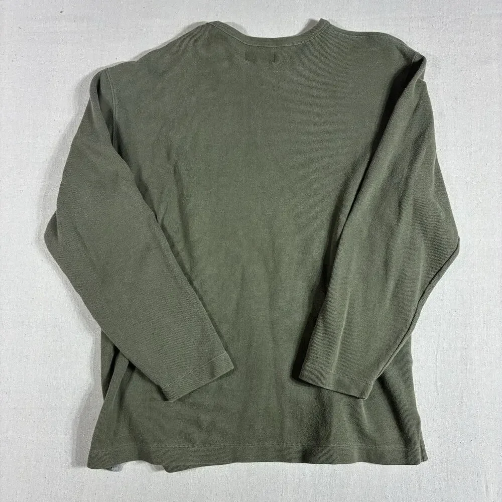 Eddie Bauer Men XL Thermal Shirt Long Sleeve Ribbed Knit Cotton Olive Green Crew - Picture 8 of 8